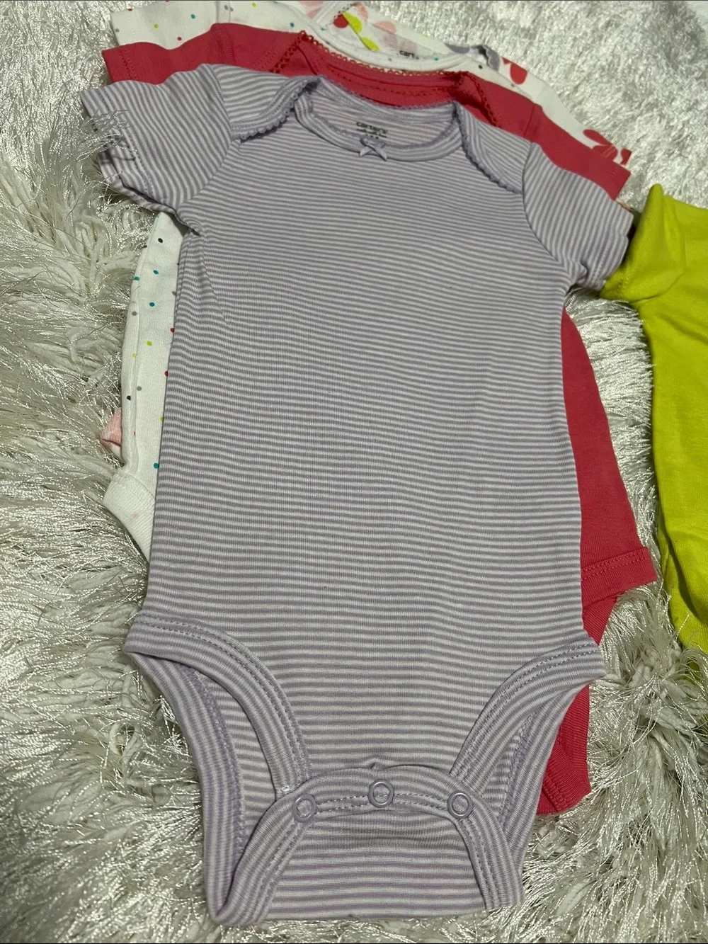 Carter's Little Layette Infant 5 Pack 100% Cotton Short Sleeve Bodysuits 9MO NWT